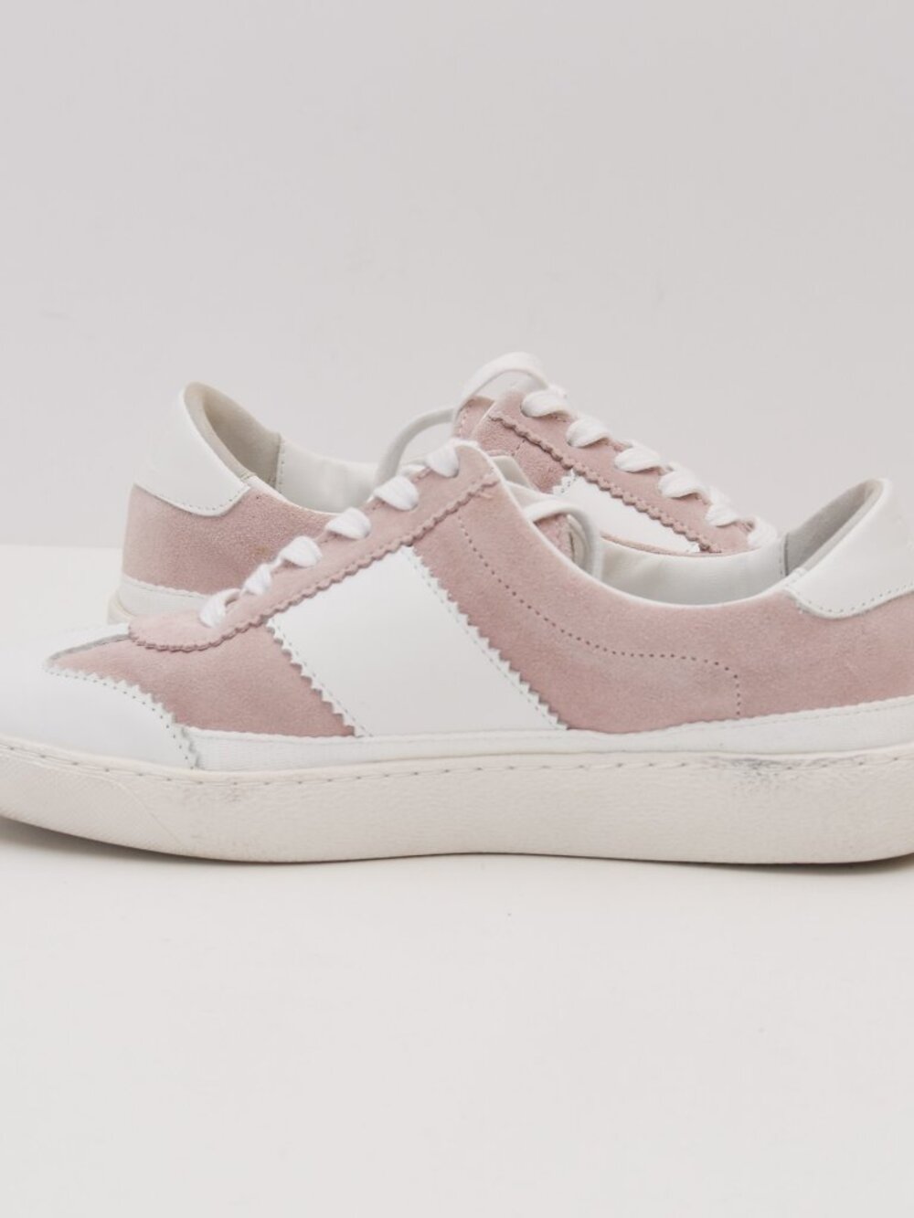 PAIGE Brie Sneaker Pink Suede Leather Low Top Shoes Size 8.5 Womens - Picture 7 of 15
